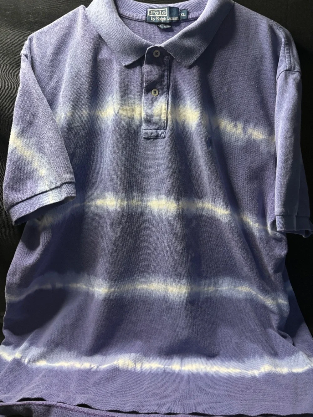 Polo Ralph Lauren XL Purple Tie Dye Polo Shirt Custom Bleach Dyed Cotton.